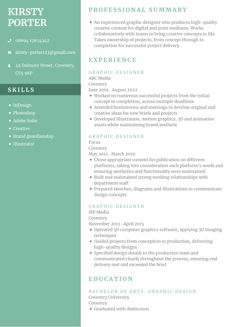 Senior accountant CV