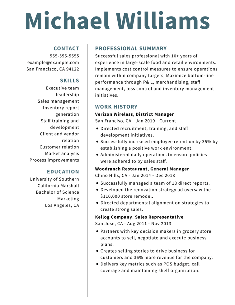 early childhood teacher cv