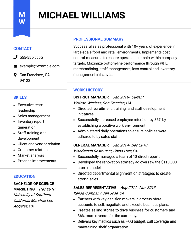 Merchandiser CV Example