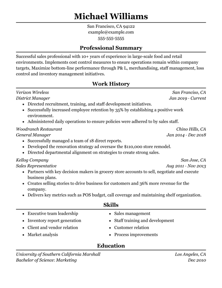 Business Development CV