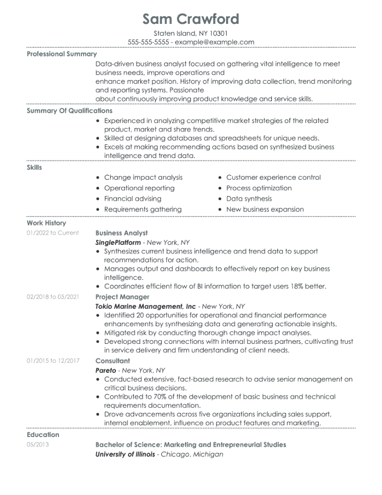 Best Business Analyst CV Examples Writing Tips For 2024