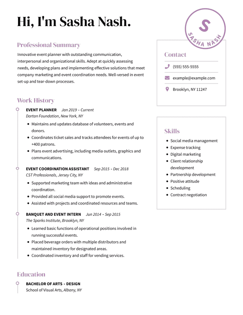 resume summary examples event planning