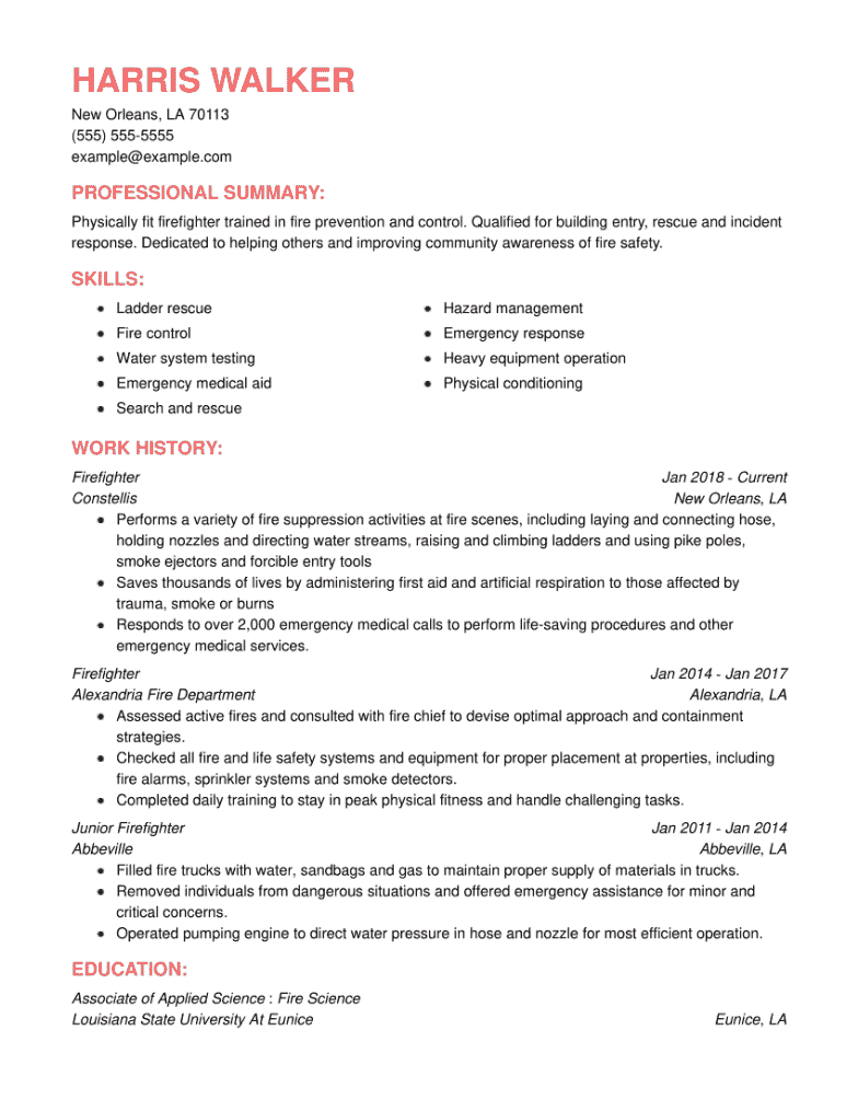 resume objective for entry level firefighter