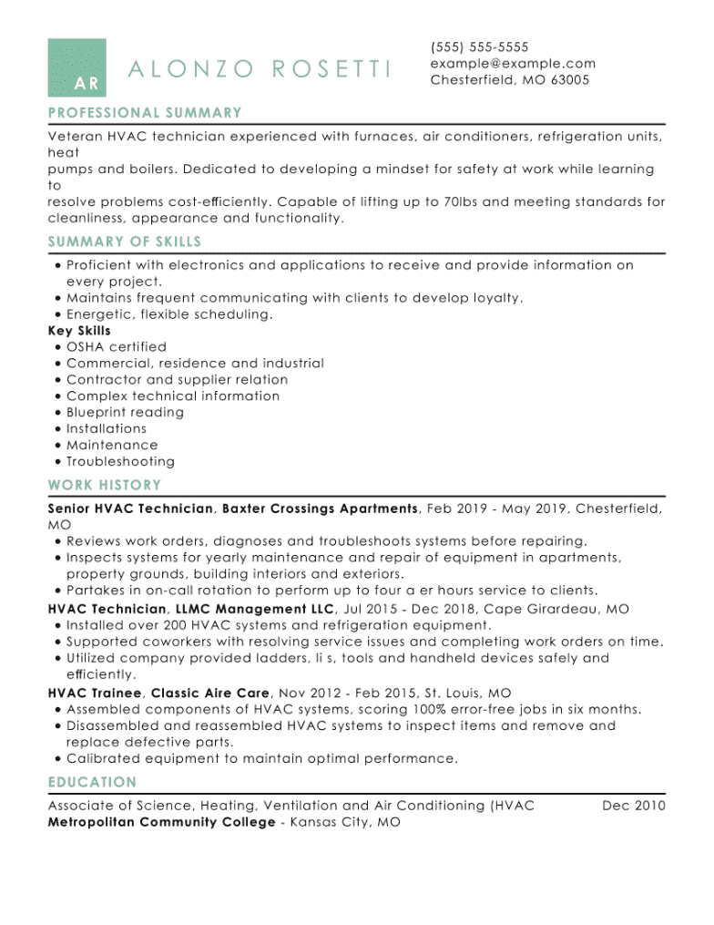 HVAC CV Examples Writing Guide For 2025