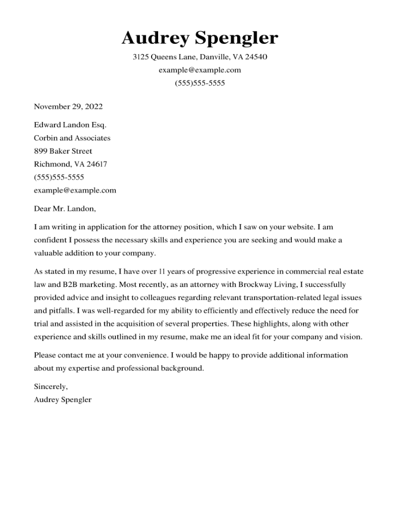 example of lawyer cover letter