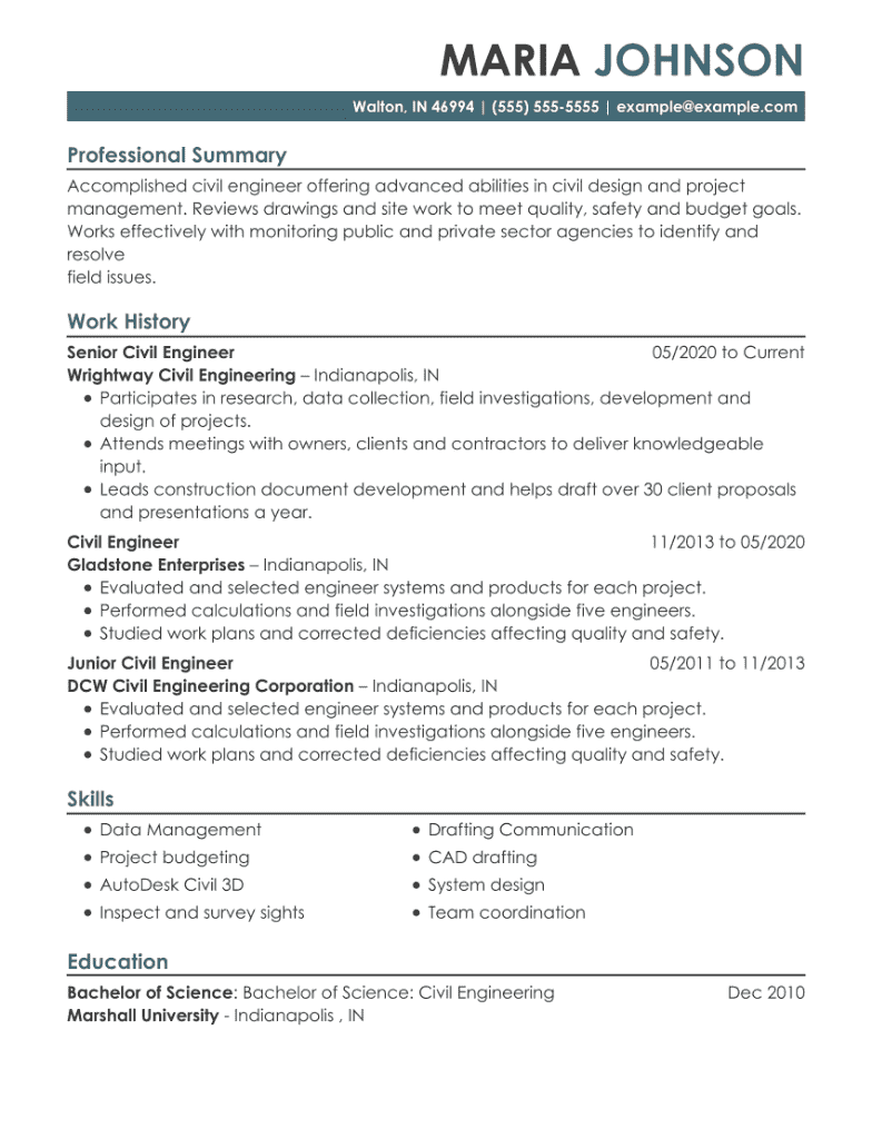 Civil Engineering Resume Example