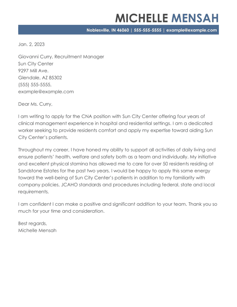 cover letter examples nursing cna