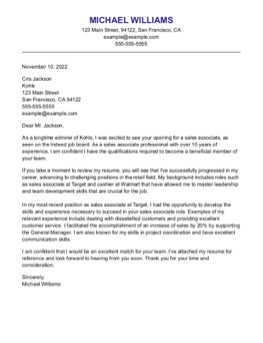 Artist cover letter example