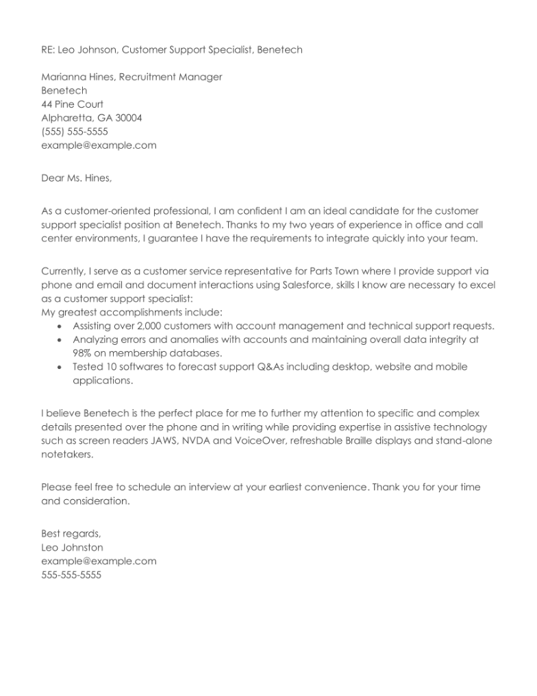 Email Cover Letter