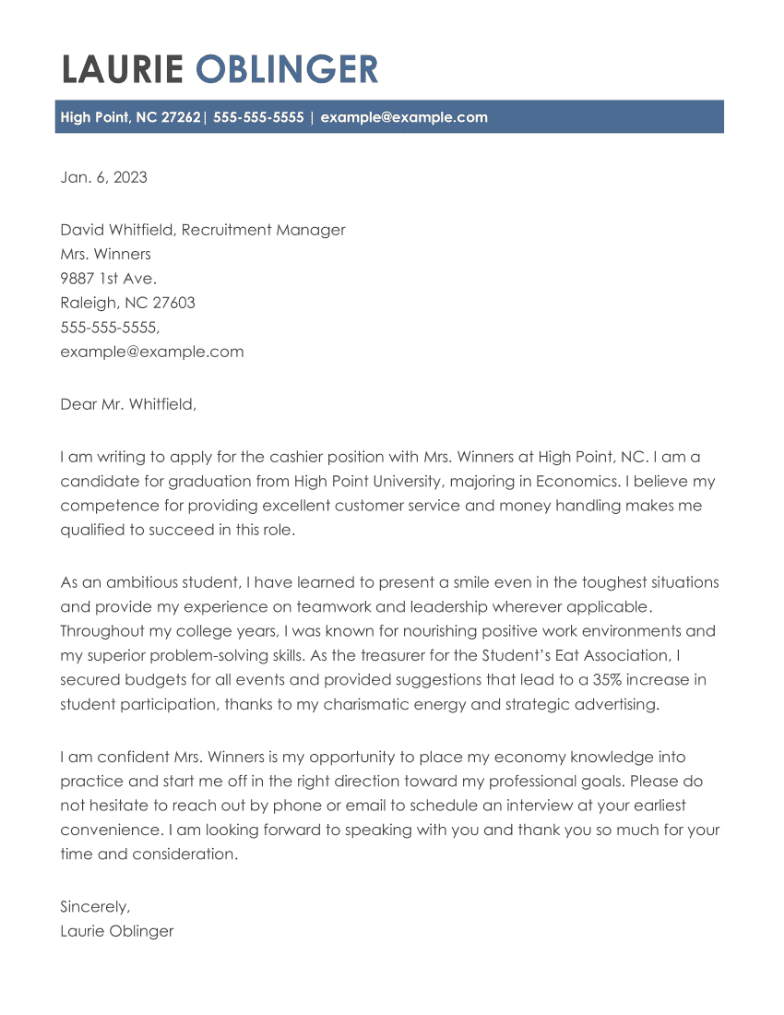 sample cover letter for entry level position no experience
