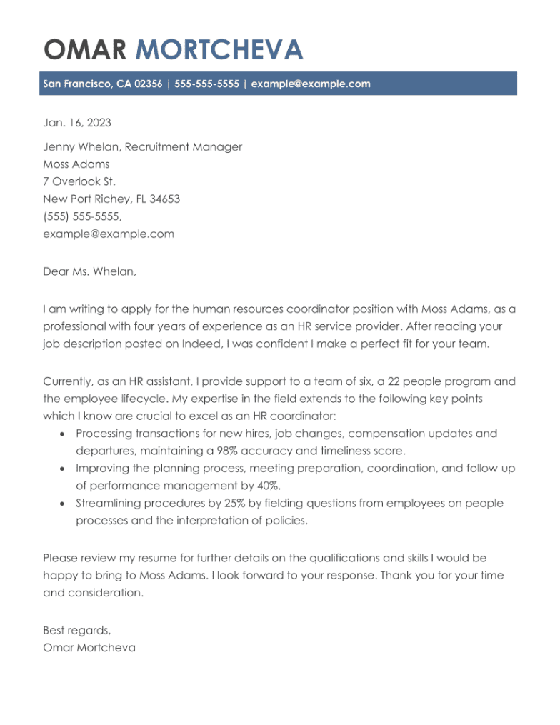 hr cover letter with little experience