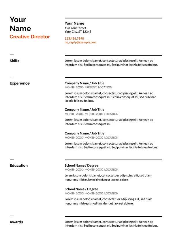  CV templates free - Google Docs 1