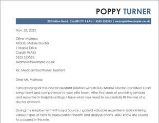 Physician Assistant Cover Letter Example