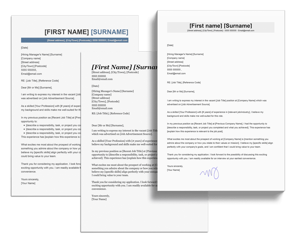 Cover letter format UK